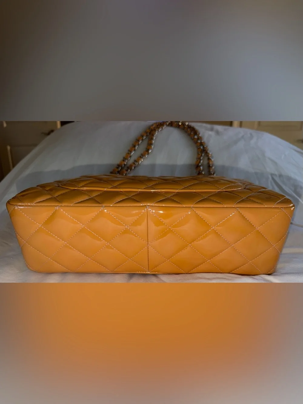 Chanel 2010-2011 NEW WTAGS/BAG VINTAGE jumbo double flap patent orange/yellow